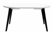Esstisch Ausziehtisch TABLE ROUND 110 - 155 cm Weiß Metallfüße schwarz