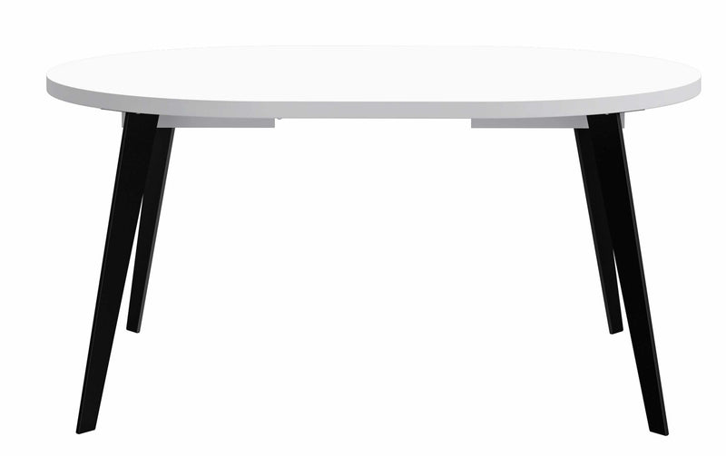 Esstisch Ausziehtisch TABLE ROUND 110 - 155 cm Weiß Metallfüße schwarz