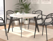 Esstisch Ausziehtisch TABLE ROUND 110 - 155 cm Weiß Metallfüße schwarz