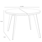 Esstisch Ausziehtisch TABLE ROUND 110 - 155 cm Weiß Metallfüße schwarz