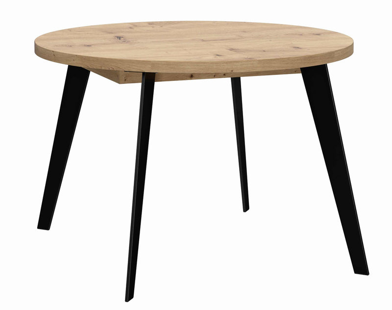 Ausziehtisch Esstisch TABLE ROUND Optik Artisan Eiche Beine schwarz