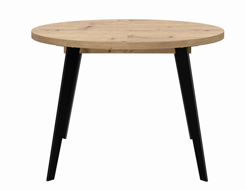 Ausziehtisch Esstisch TABLE ROUND Optik Artisan Eiche Beine schwarz
