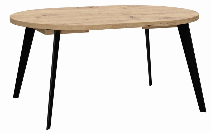 Ausziehtisch Esstisch TABLE ROUND Optik Artisan Eiche Beine schwarz