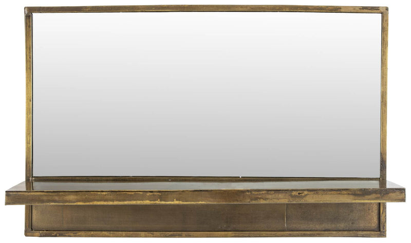 Wandspiegel Spiegel FEYZA HORIZONTAL mit Ablage messingfarbig