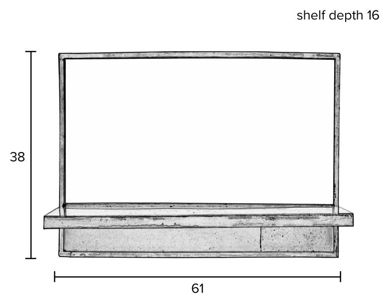 Wandspiegel Spiegel FEYZA HORIZONTAL mit Ablage messingfarbig