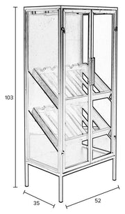 Weinschrank Weinregal ROB Vitrine aus Metall im Vintage Style