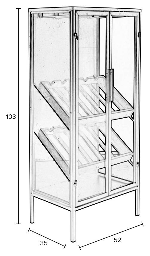 Weinschrank Weinregal ROB Vitrine aus Metall im Vintage Style