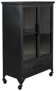 Schwarze Vintage Vitrine Kommode FERRE M