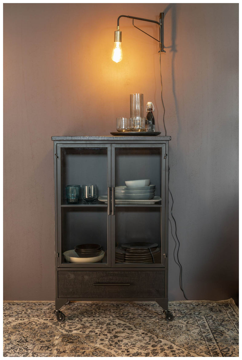 Schwarze Vintage Vitrine Kommode FERRE M