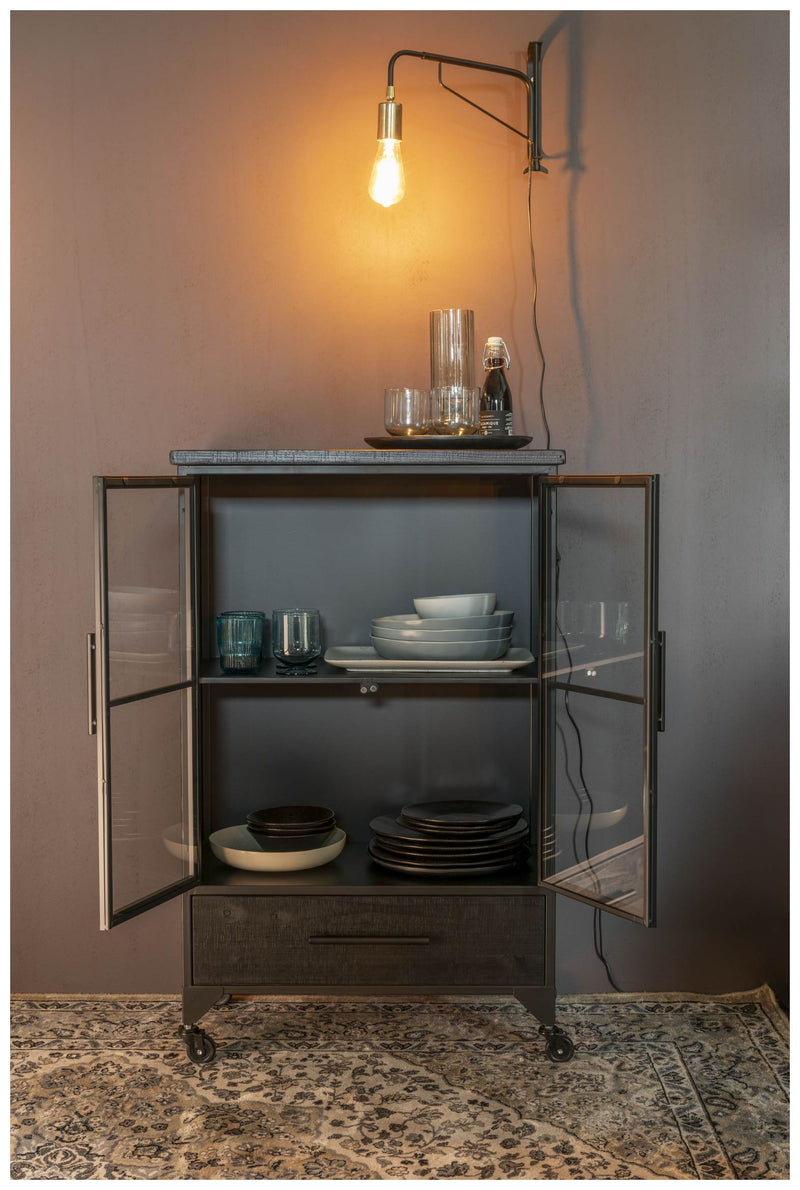 Schwarze Vintage Vitrine Kommode FERRE M