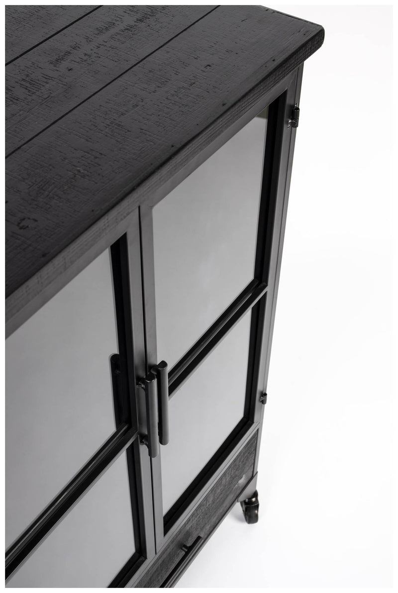 Schwarze Vintage Vitrine Kommode FERRE M