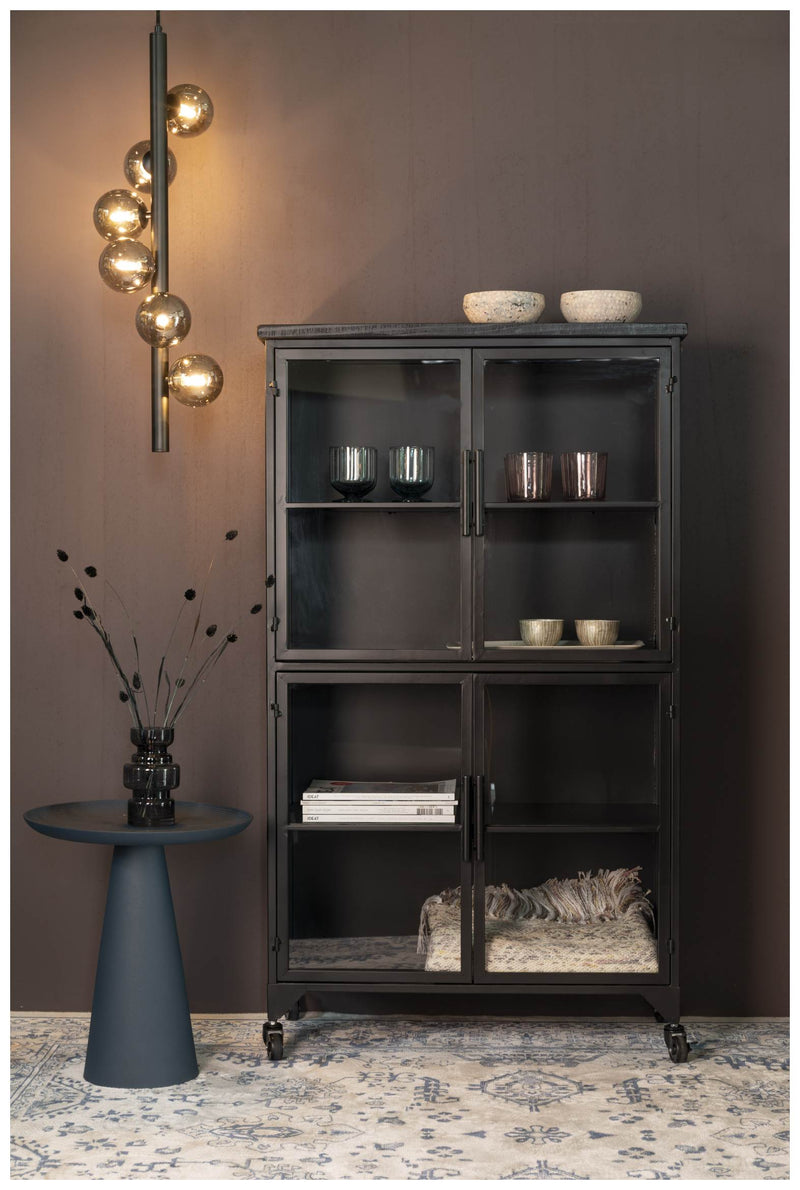 Schwarze Vintage Vitrine Kommode FERRE L