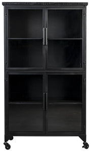 Schwarze Vintage Vitrine Kommode FERRE L