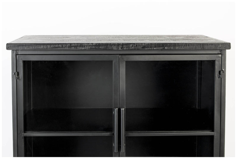 Schwarze Vintage Vitrine Kommode FERRE L