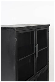 Schwarze Vintage Vitrine Kommode FERRE L