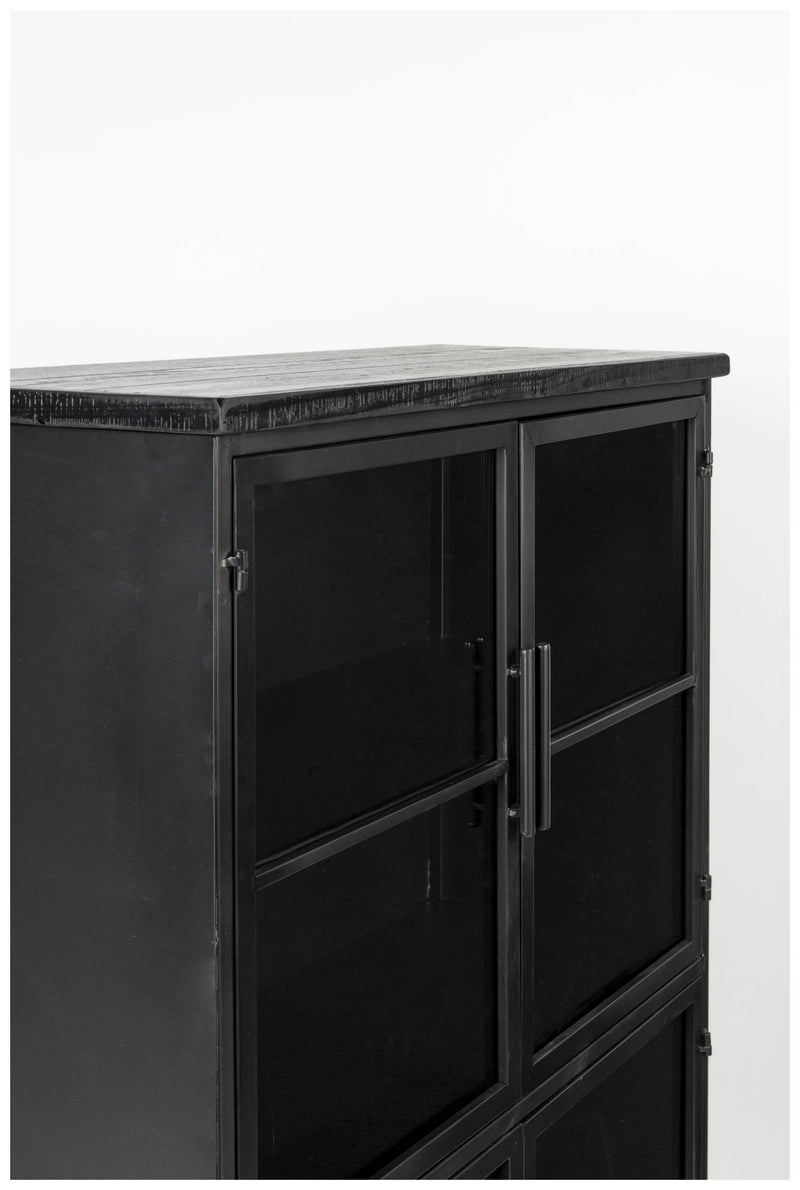 Schwarze Vintage Vitrine Kommode FERRE L