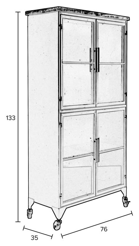 Schwarze Vintage Vitrine Kommode FERRE L