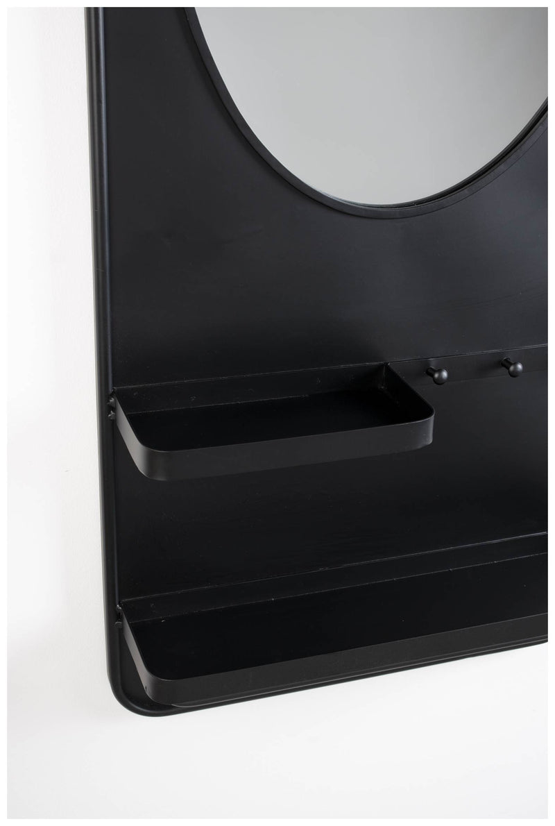 Wandspiegel Spiegel PASCAL L mit Ablagen und Haken Metall schwarz