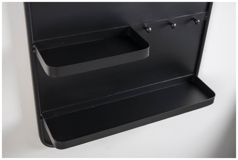 Wandspiegel Spiegel PASCAL L mit Ablagen und Haken Metall schwarz