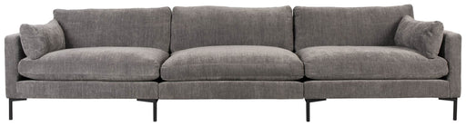 Zuiver 4,5-sitzer Sofa SUMMER ANTHRAZIT in Gesamtansicht von vorne mit drei Sitzflächen und metallgestell.