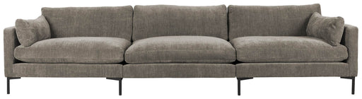 Zuiver 4,5-sitzer Sofa SUMMER COFFEE in Gesamtansicht mit grauem Polsterstoff und Metallbeinen.