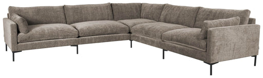 Zuiver Ecksofa Sofa SUMMER COFFEE 7-Sitzer in Gesamtansicht mit L-Form und metallenen Beinen.