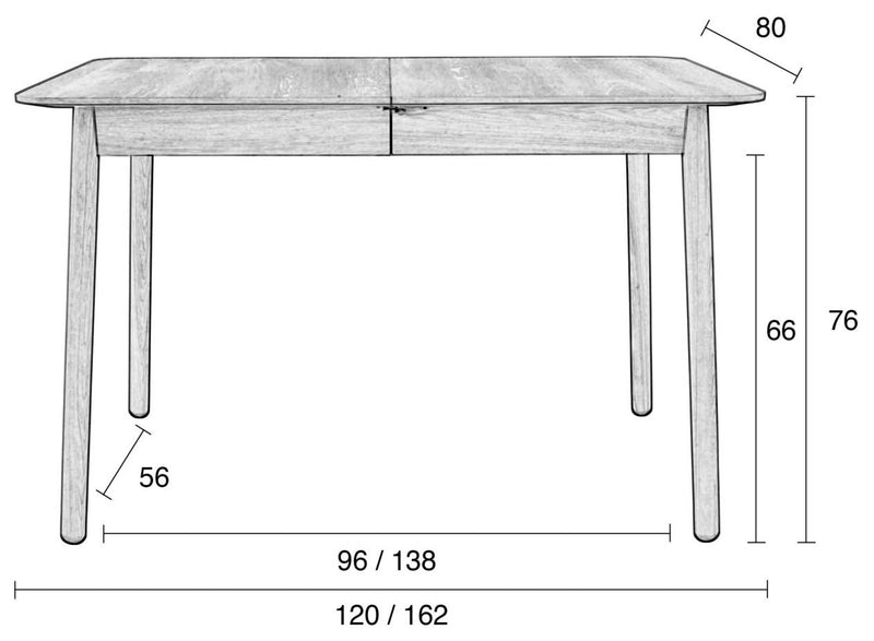 Esstisch GLIMPS von ZUIVER 120 x 80 ausziehbar Walnuss furniert