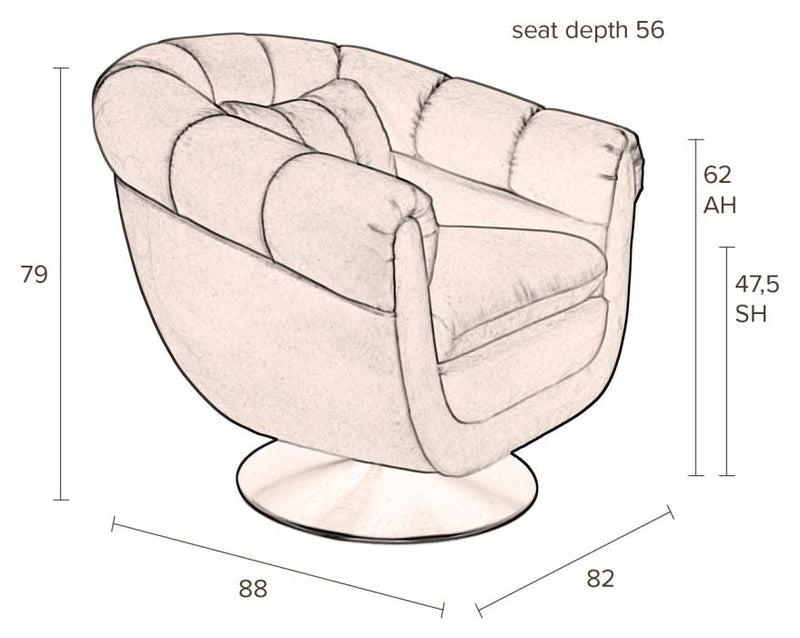 Drehbarer Lounge Sessel MEMBER Samtstoff WHISKEY von DutchBone