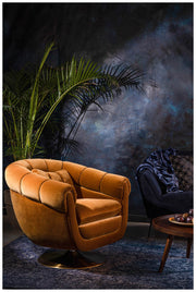 Drehbarer Lounge Sessel MEMBER Samtstoff WHISKEY von DutchBone