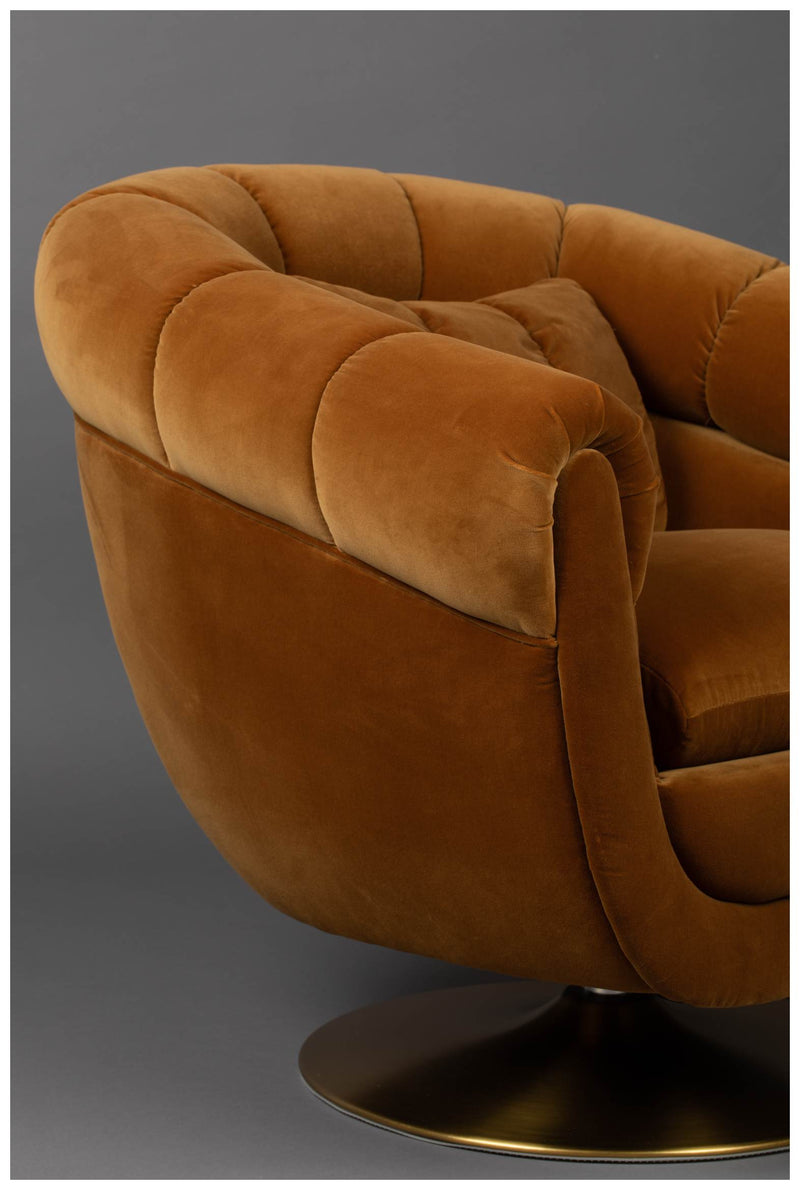 Drehbarer Lounge Sessel MEMBER Samtstoff WHISKEY von DutchBone