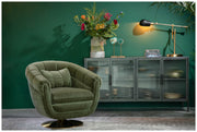 Drehbarer Lounge Sessel MEMBER Samtstoff OLIVE von DutchBone