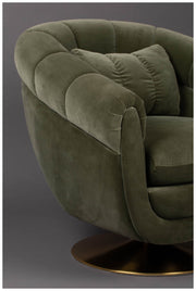 Drehbarer Lounge Sessel MEMBER Samtstoff OLIVE von DutchBone