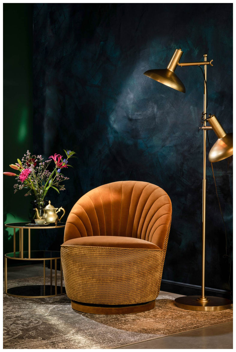 Drehbarer Lounge Sessel MADISON Samtstoff WHISKEY von DutchBone