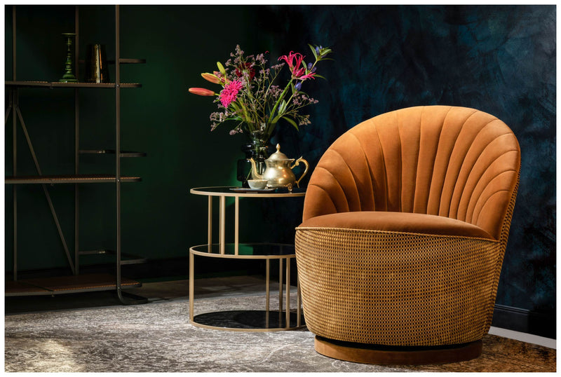 Drehbarer Lounge Sessel MADISON Samtstoff WHISKEY von DutchBone