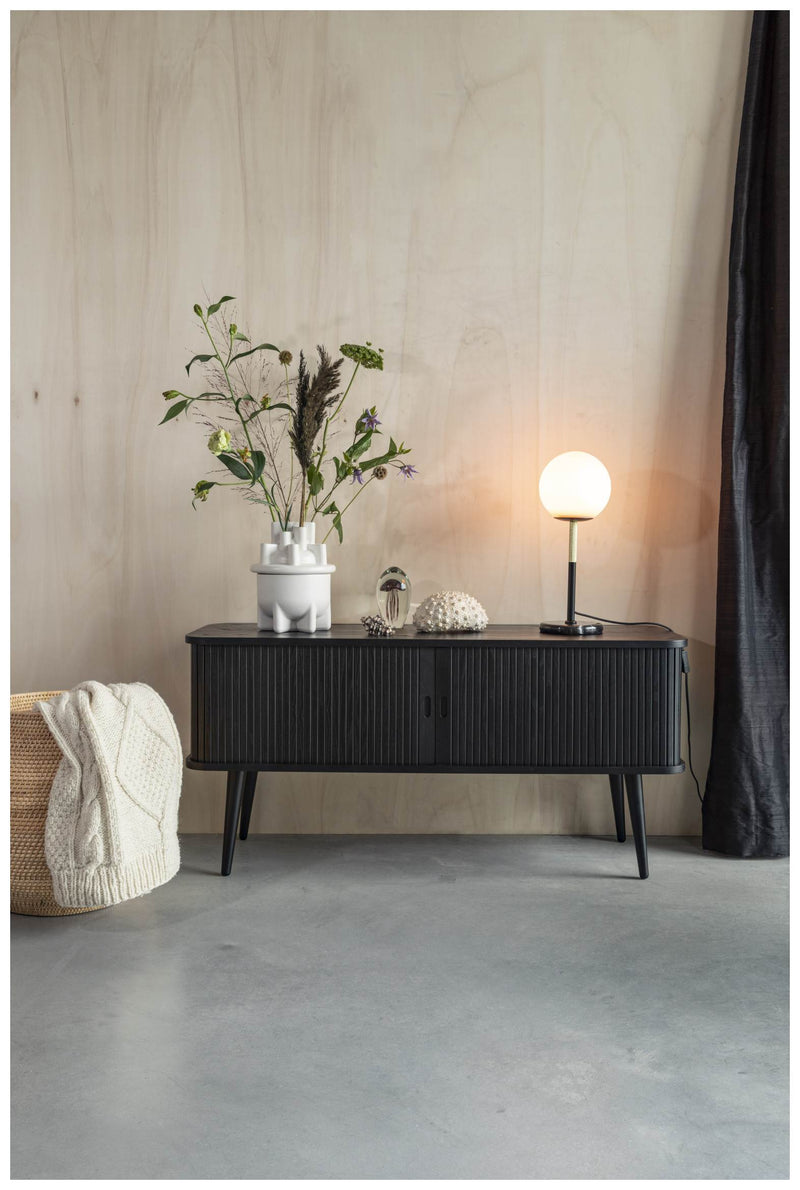 Sideboard BARBIER Schwarz von ZUIVER mit Rollo Schiebetüren