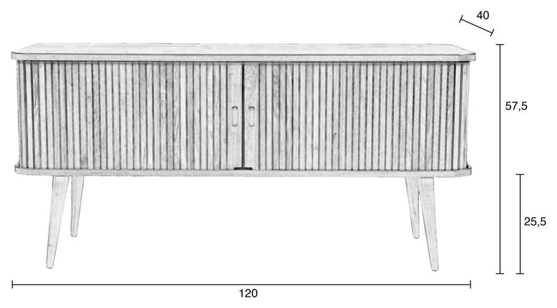 Sideboard BARBIER WALNUSS von ZUIVER mit Rollo Schiebetüren