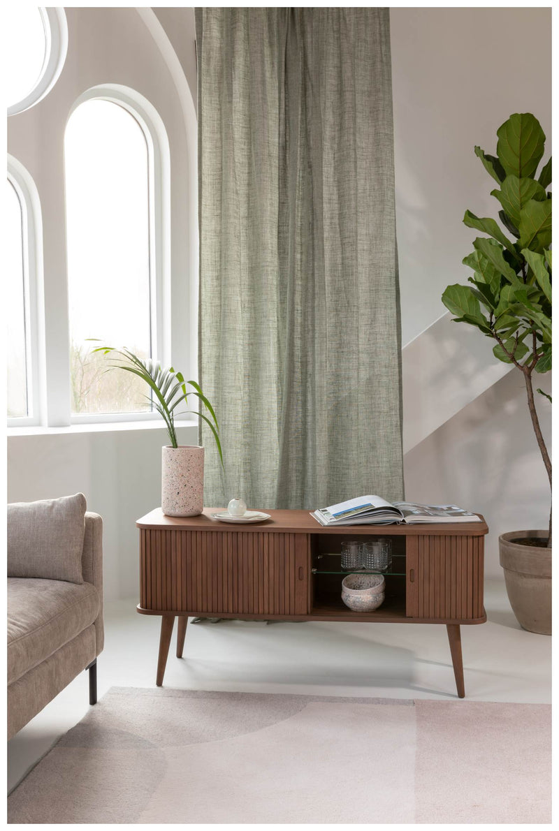 Sideboard BARBIER WALNUSS von ZUIVER mit Rollo Schiebetüren