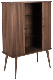 Schrank Kommode BARBIER WALNUSS von ZUIVER mit Rollo Schiebetüren