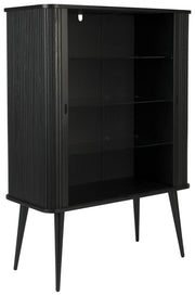 Schrank Kommode BARBIER Schwarz von ZUIVER mit Rollo Schiebetüren