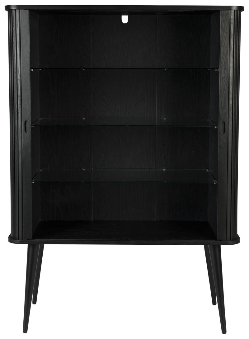 Schrank Kommode BARBIER Schwarz von ZUIVER mit Rollo Schiebetüren