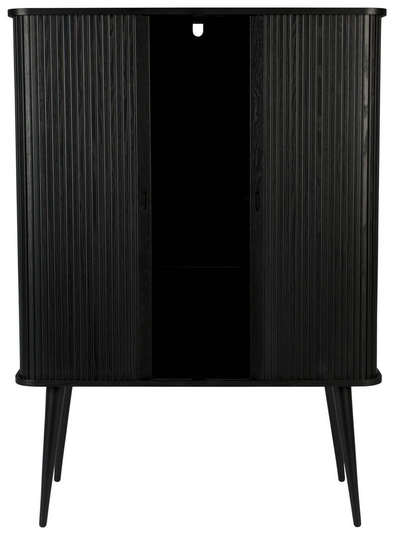 Schrank Kommode BARBIER Schwarz von ZUIVER mit Rollo Schiebetüren
