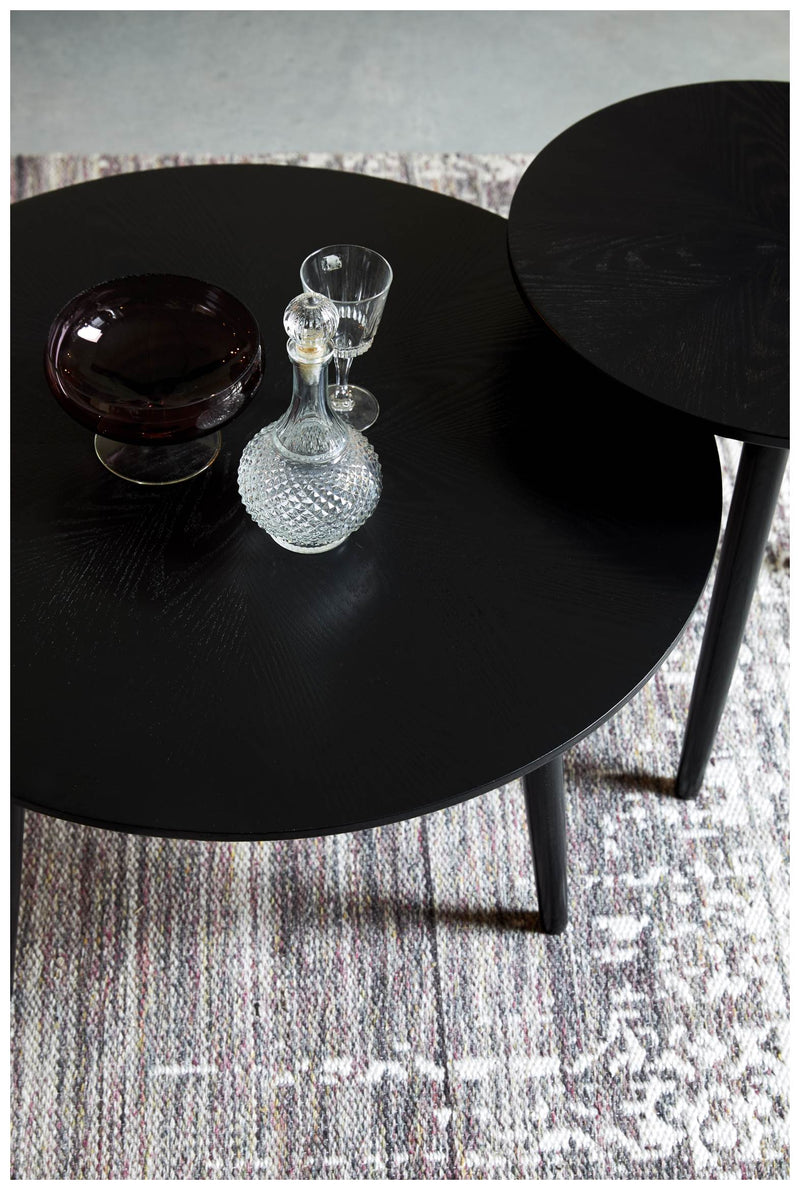 Couchtisch FABIO BLACK Ø 80 Eiche furniert schwarz lackiert