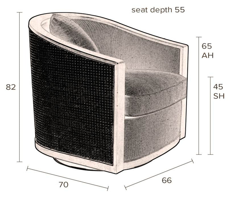 Drehbarer Lounge Sessel AMARON Natur und Grau von DutchBone