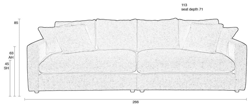 Zuiver 3-sitzer Sofa SENSE Grau Soft
