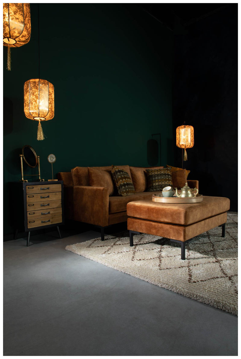 Hocker HOUDA Samtstoff CARAMEL Braun von DUTCHBONE