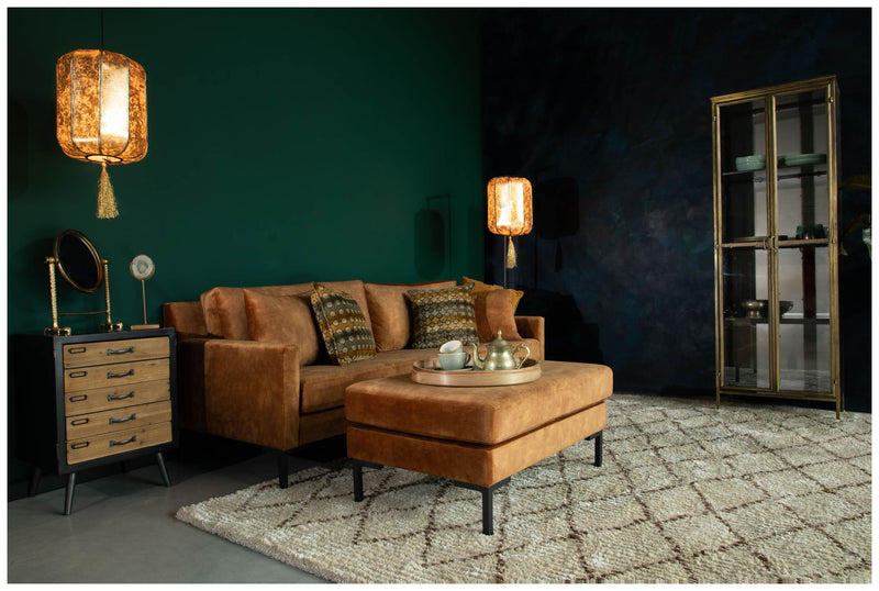 Hocker HOUDA Samtstoff CARAMEL Braun von DUTCHBONE