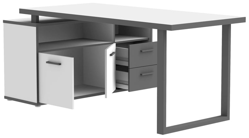 Arbeitstisch Schreibtisch KEFLAVIK Optik Weiß / Grau von Forte