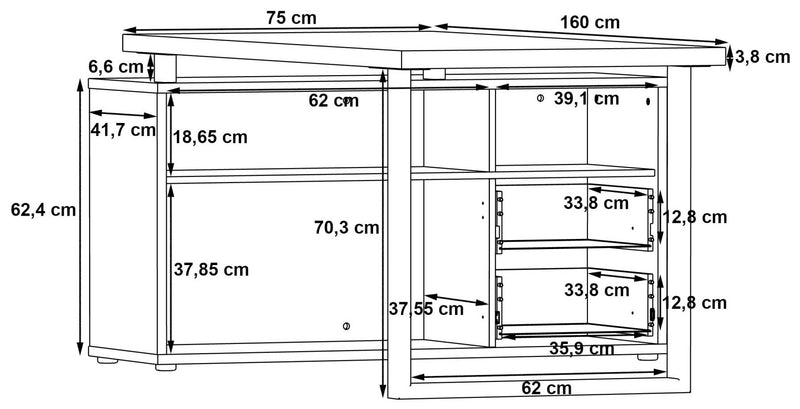 Arbeitstisch Schreibtisch KEFLAVIK Optik Weiß / Grau von Forte