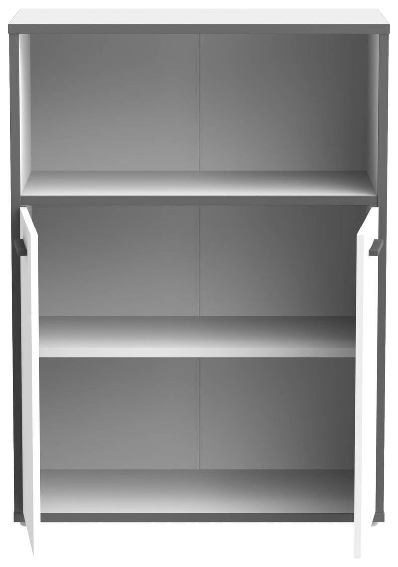 Regal Standregal KEFLAVIK mit 2 Türen Optik Weiß und Grau von Forte