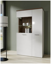 Highboard Vitrine RAIDON Optik Weiß Walnuss Front Highgloss von Forte
